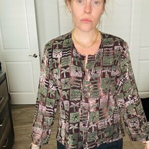 Elegant Green and Brown Button Down Shirt